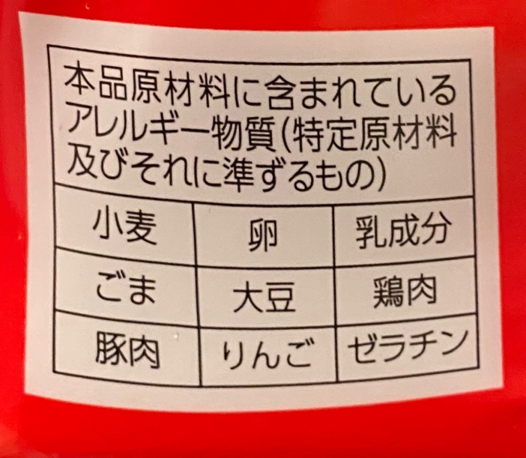 東北信越限定マルちゃん焼そばBAGOOOON激辛味のアレルゲン