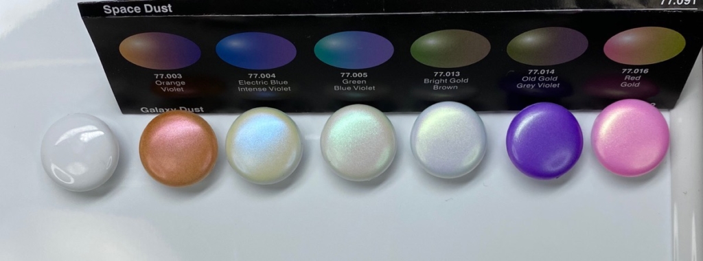 ファレホ偏光カラーセットスペースダストの白下地テストピース