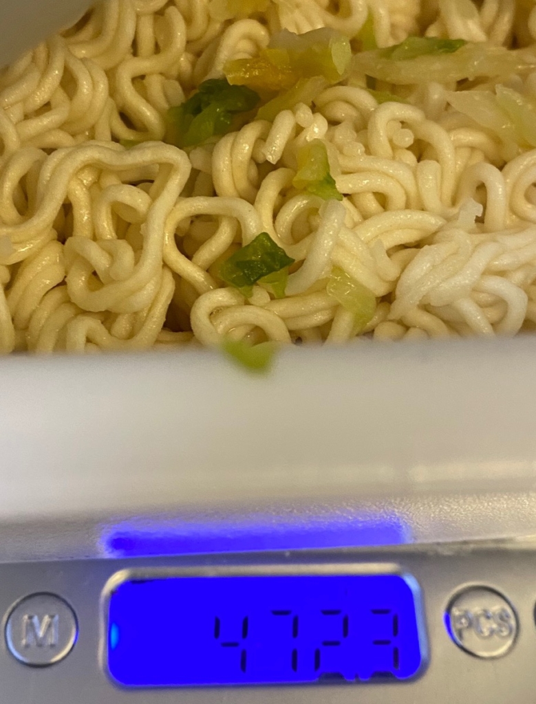 2020年4月発売ごつ盛り10周年限定商品ごつ盛り盛りの湯切り後の重量