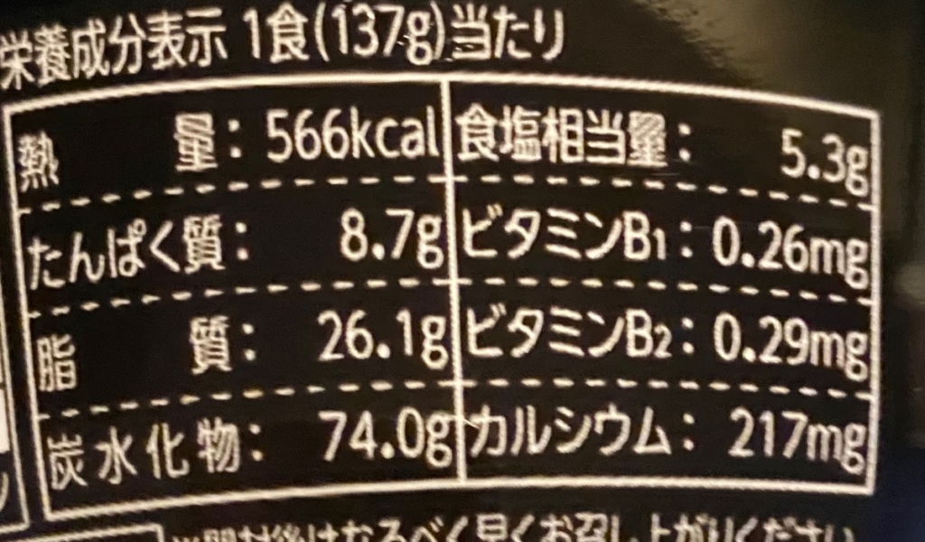 東京油組総本店油そばの栄養成分