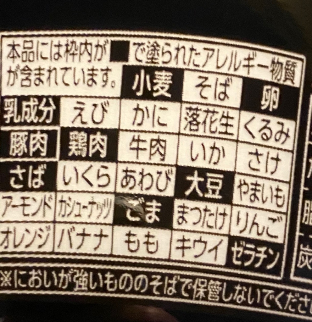 東京油組総本店油そばのアレルゲン